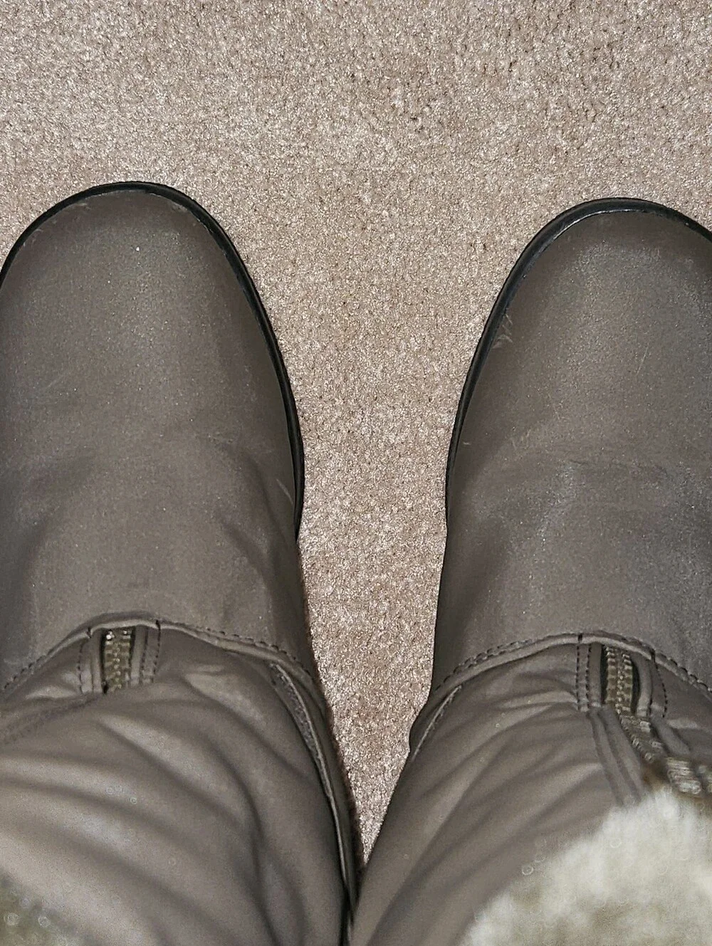 LONDON FOG Faux-Fur-Lined Taupe Winter Mid-Calf Boots Sz 8